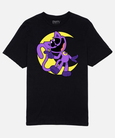 Poppy Playtime CatNap Cartoon Moon Black Tee