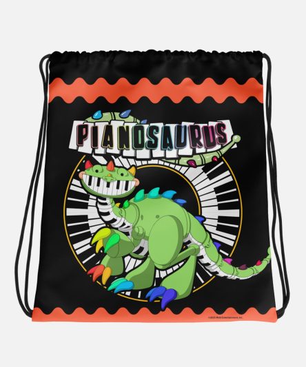 Poppy Playtime Pianosaurus Black Drawstring Bag